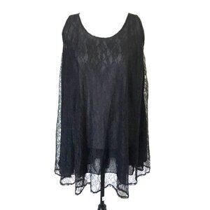 OAK + FORT Sleeveless Lace Tunic Top Black Lined Semi-Sheer Size 10?